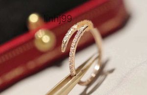 Bandringen Luxe Designer Ring Dunne Nagel Topkwaliteit Diamant voor Vrouw Man Galvaniseren Klassiek Premium Roségoud Designergzy1A823