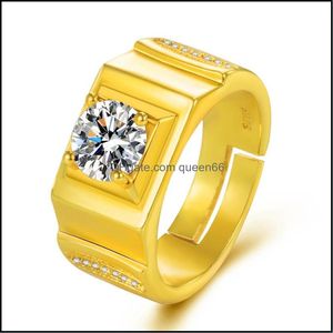 Bandringen luxe gouden ring zirkon voor heren klassieke trend heren banket verloving bruiloft jubileum sieraden 18k drop levering dhajy