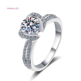 Banda Anéis joias de luxo 2023 moissanite S925 anel de prata esterlina 14k simulação feminina anel de diamante completo
