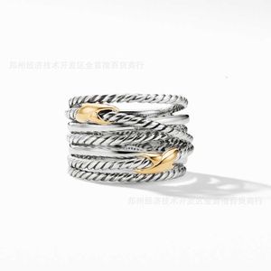Anillos de banda Band Jewelry Designer Rings Gold XX 925 Silver Silver Multi -capas Anillo de alambre retorcido