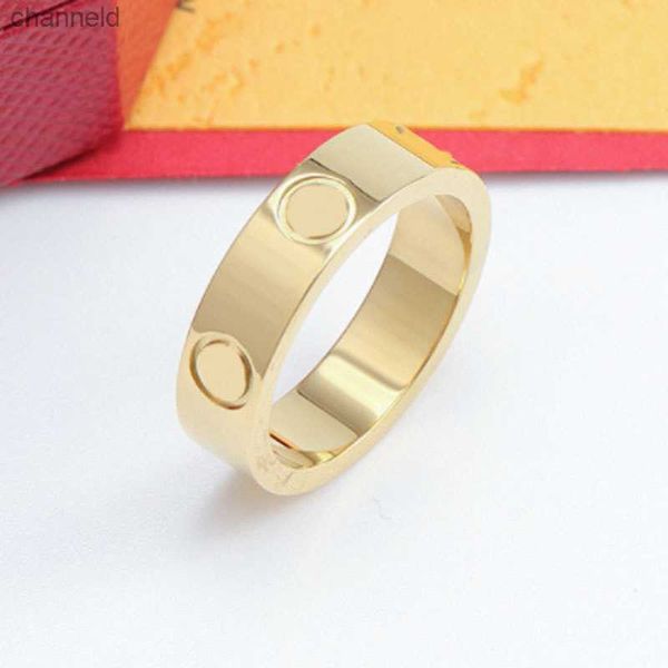 Anillos de banda Joyas de lujo anillos de amor placa de diseño anillo de oro acero inoxidable para hombre mujer moda aniversario de boda Joyas de diseñador anillos de banda de diamantesL230518