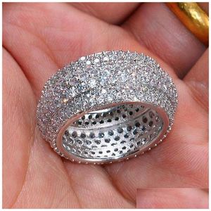 Bandringen Luxe Ring Sieraden Pave Setting Fl 360 Stuks Gesimuleerde Diamant Cz Stenen Ringen Verlovingsring Bruiloft Vinger Voor Mannen Vrouwen 592 Q2 D Dhclm