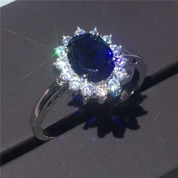 Bagues De Bande De Luxe Royal Bijoux Princesse Diana Argent Couleur Bague De Fiançailles Bague De Mariage Anneaux pour Femmes De Mariée Saint Valentin Cadeau Anillos J230531