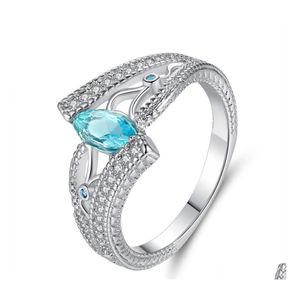 Bandringen luxe zeeblauw paard oog zirkoon kristal vinger voor dames damesmeisjes verloving bruiloft feest sieraden bague femme anel dhoc6