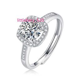 Bagues de bande Luxury Sparking 1ct Round Ring Moisanite Ring 925 Sliver Wedding Engagement Diamond Dinger Rings