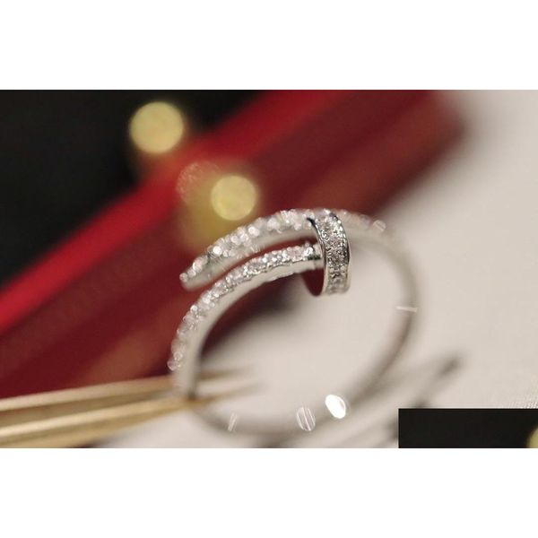 Anneaux de bande Luxury Min Nail Ring Top Quality Designer Fashion Diamond For Woman Man Electroplate 18k classique Rose Rose Gold avec Otguf
