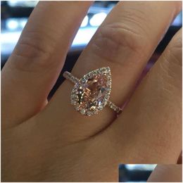 Bandringen Luxe dames trouwring Mode Edelsteen gesimuleerde diamanten verlovingsringen voor vrouwen Sieraden Drop Delivery Sieraden Ring Dhhco