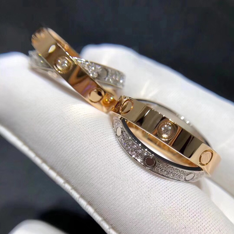 Bandringe Luxurys Designer Ring voll Diamantenringe für Frauen modische zweifarbige Patchwork-Crossover-Ring-Ring-Top-Geschenke Casual Fashion Party