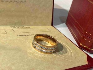 Anillos de banda Luxurys diseñadores de moda mujeres anillo de diamante completo de doble capa muestra temperamento ligero simple exquisito personalizado y versátil ajustable Z230726