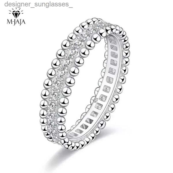 Anneaux de bande M-JAJA Moissanite anneau datant Couple promesse anneaux 925 en argent Sterling D couleur VVS1 bandes de mariage pour les femmes bijoux fins cadeaux L231201