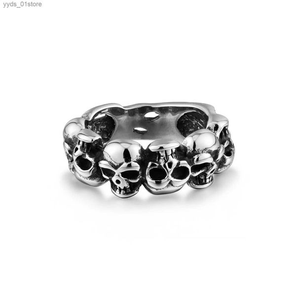 Anillos de banda Hombre Punk Hip-hop Anillo de calavera Anillo de cola de titanio HIPHOP Street Jewelry L240305