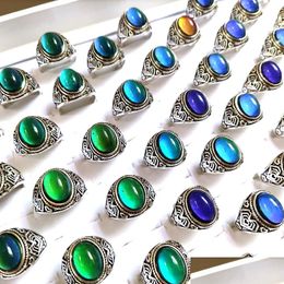 Anillos de banda Hombre Mujer Cambio de color Anillo de humor Temperatura emocional Sensible Esmaltado Masculino Femenino Fashon Anillos Regalo Joyería Gota Entrega DHVDO