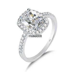 Band Ringen Massive 3 8.5mm Cushion Cut Moissanite Ring Vrouwen Pure 925 Sterling Zilver Gecertificeerd Bruiloft Engagement Sieraden Vrouwelijke J230602