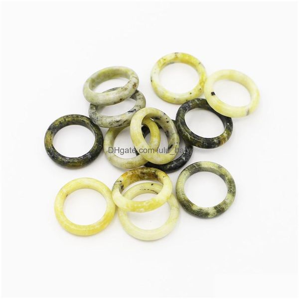 Anillos de banda Hombres 6Mm Seagrass Yellow Stone Trendy Reiki Charms Girls Fashion Party Jewelry Drop Delivery Ring Dh87X