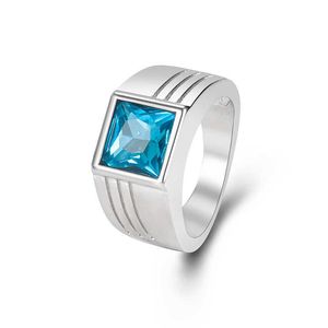 Bande Anneaux Hommes Anneaux 925 Bijoux En Argent avec Zircon Gemstone Bague pour Homme Fête De Mariage Banquet Promise Cadeaux Cessories En Gros J230517