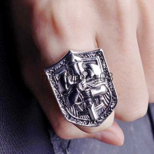 Band Ringen Mannen Grote Ridder Ring Europese Middeleeuwse Templar Warrior Ring voor Dikke Vinger Mannelijke Gift x0625