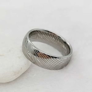 Bandringen Heren Damascus Ring Wolfraam Mode-sieraden Unieke hoogwaardige handgemaakte trouwringen Koppels Ringen voor mannen Mannelijke jongens 240125