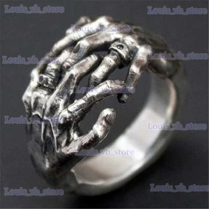 Anillos de banda Moda para hombre Accesorios góticos vintage Punk Skull Anillos de mano para hombres Cool Mens Joyería de acero inoxidable Anillo Hombre T231207