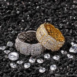 Bagues Hommes Femmes Hip Hop Bijoux De Luxe Bling Glacé Anneaux Or Argent Diamant 18k Fiançailles De Mariage Bague Cadeau299 gold ring 9