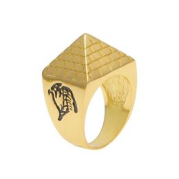 Anillos de banda para hombre Hip Hop Anillo de oro Joyería Moda Egipto Pirámide Punk Retro Aleación Anillos de metal 5578688 Entrega de gota Dhjta