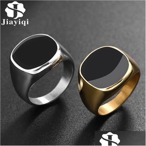 Anillos de banda Anillo para hombre Punk Rock Smooth Signet de acero inoxidable para hombres Hip Hop Party Jewelry Drop Entrega Dhgarden OTNWW