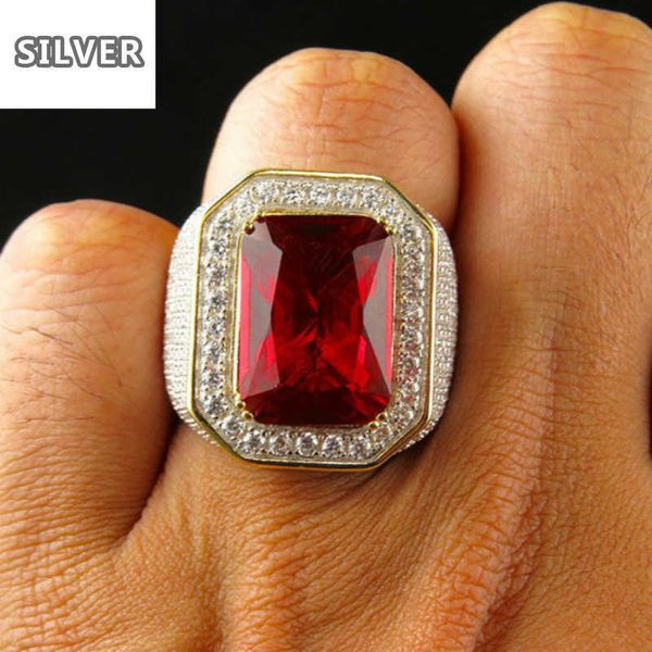 Anillos de banda Anillo de rubí para hombre Color oro Clásico Hombre Vintage Hombres 925S Anillo Piedra roja CZ Dubai Anillos de lujo Fiesta Moda joyería de piedras preciosas J230517