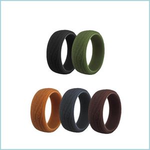 Bands Anneaux Mens SILE 8,7 mm Écorce de caoutchouc flexible Bandes de mariage rustiques 5 couleurs Drop livraison bijoux dhgarden dhvwk