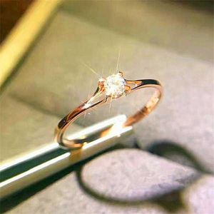 Anillos de banda Milan Girl Crystal Zircon Ring Cute Small Silver Rose Gold Finger Ring Compromiso de las mujeres Compromiso Anillo simple Joyería de moda AA230417