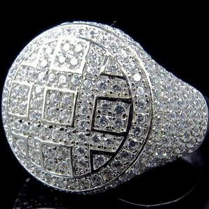 Anneaux de bande Milangirl Round Ring Mens Iced Cubic Zircon Jewelry Ring Mens J240527