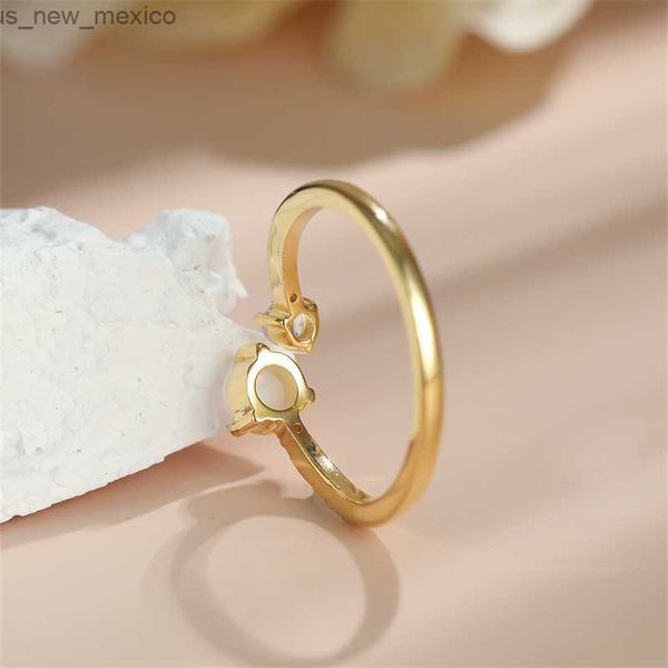 Anillos de banda Minimalista Pequeño Anillo de ópalo de fuego blanco Plata Color oro Anillos delgados ajustables abiertos para mujeres Alianzas de boda redondas Mujer R230831