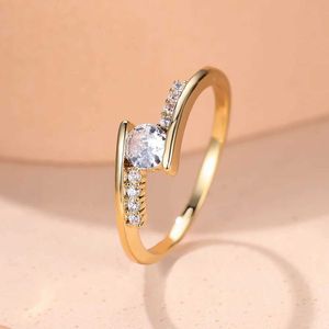 Bandringen minimale waarde kleine ronde steen rgold gekleurde witte zirkoon dunne ring geschikt voor dames trouwringen gestapelde sieraden cz j240429