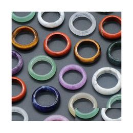 Bandringen Mix Grootte Breed 5-6Mm Roze Kristal Kwarts Agaat Rode Steen Topaas Sodaliet Kallaite Tijgeroog Vrouwen Vingerring Drop Delivery Dhdhs