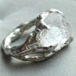 Banda Anillos Modo Wanita Tidak Teratur Kristal Putih Cincin Pesona Temperamen Elegan Perhiasan Pesta Aksesoris Hadiah Teman 230517