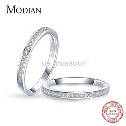 Bande Anneaux Modian Classique Simple 100 925 Charme En Argent Sterling AAA Zircone Bagues Pour Les Femmes De Mariage Déclaration De Fiançailles Bijoux J230531