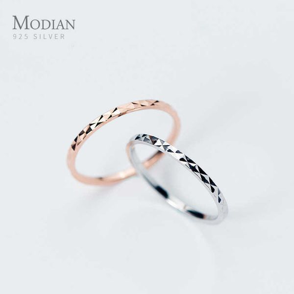Band anneaux Modian New Babysbreath Empilable Tiny Fashion Jewelry 925 STERLING Silver Color Rings For Women Wedding Silver Jewelry