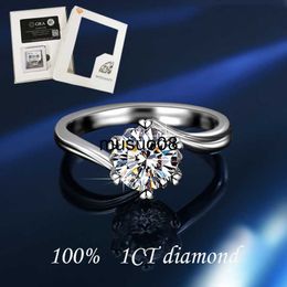 Band Ringen Moissanite Ringen 1CT S925 Sterling Zilveren Trouwringen Fijne Sieraden Geslaagd Diamond Test GRA Gecertificeerd Ring voor Vrouwen J230602