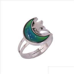 Anneaux de bande Bague d'humeur de lune Changements de couleur réglables à la température de votre livraison de gouttes de sang Bijoux Dhlne