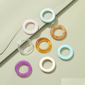 Bandringen mticolor acrylhars geometrische cirkel ronde ring voor vrouwen vintage transparante bruine vinger knokkel feest sieraden cadeau dhuu7