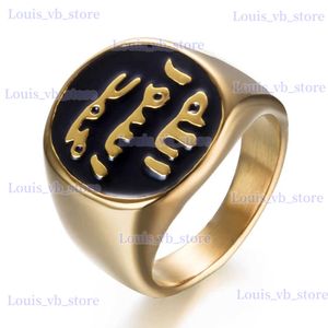 Bandringen Moslim Allah Shahada Eén roestvrijstalen ring voor mannen Islam Arabische god Messager Band Muhammad Koran Middle Jewelry T240330