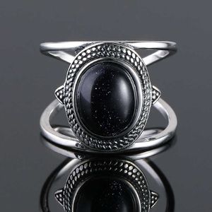 Anillos de banda Nasiya, anillos de piedra arenisca azul ovalada de lujo para mujer, joyería de moda sólida, anillo de dedo, anillos de piedras preciosas, regalo de fiesta Z0327