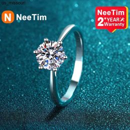 Bandringen Neetim 2 Moissanite -ringen voor vrouwen Wit goud vergulde Sterling Silver Diamond met GRA -certificaat Wedding Ring Sieraden J230522