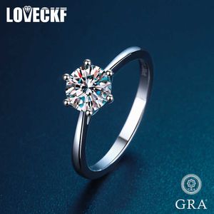Bandringen nooit vervagen klassieke Sixclaw 925 zilveren D-kleur Moissanite diamanten ring met GRA-rapport voor vrouw betrokkenheid huwelijksgeschenken Z0327