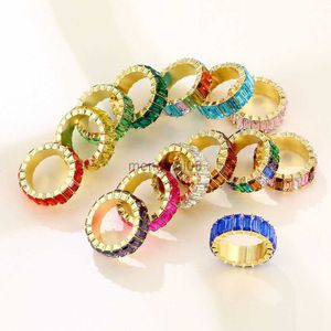 Bandringen Nieuw 3A zirkoonkristal voor vrouwen licht luxe multicolor mode prom feest cadeau statement sieraden fabrieks outlet y23