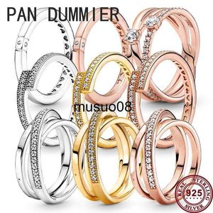 Band Ringen Nieuwe 925 Puur Zilver Perzik Hart Disc Geïnterlinieerd Dubbelzijdig Drie Ring Vrouwen Ring Bruiloft Hoogwaardige DIY Charm Sieraden J230602