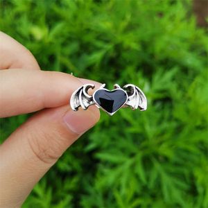 Bandringen Nieuwe mode Angel Wings Heart Rings For Women Angel Devil Moonstone paar Opening Finger Ring Lover Valentines Sieraden Geschenken AA230426