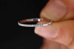 Anneaux de bande Nouvelle anneau de mode Creative Creative Single Row Ring Full Crystal Zircon Ring Micro Diamond Ring 925 Silver J240410