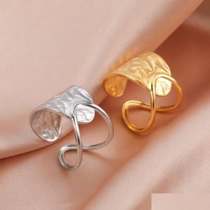 Anneaux de bande Nouvelle mode Irregar anneaux pour femmes en acier inoxydable géométrique réglable bague bijoux fête des mères cadeau livraison directe Otofk