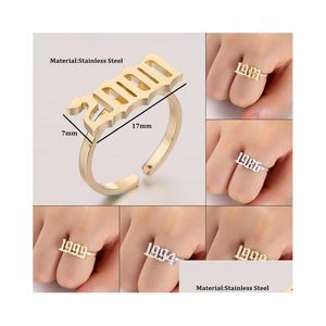 Anillos de banda Nueva moda de acero inoxidable para mujeres coreanas 19851997 Número de años de nacimiento personalizado Sier Gold Rose como regalo Best Friend Drop D Dhjmr