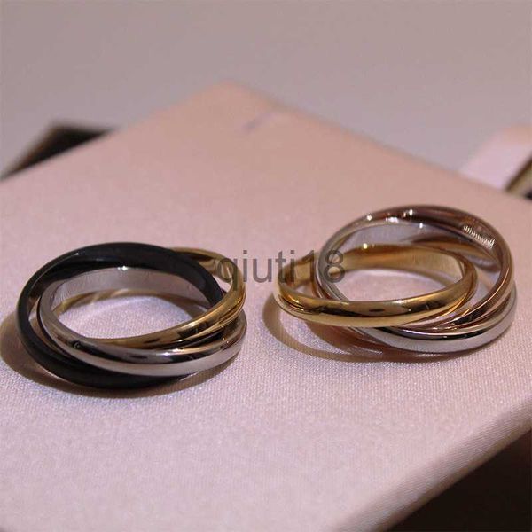 Anillos de banda Nueva moda Anillo de boda para hombre Anillo extravagante de acero inoxidable Grabado Oro Plata Rosa 3 círculos Anillos Mujeres Hombres Joyería de boda Tamaño 5-11 X0920