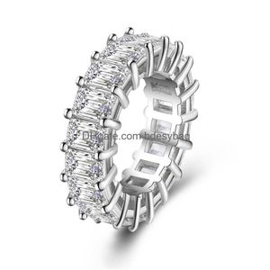 Bandringen Nieuwe hoge kwaliteit Clear Zirkon Ring Fashion Baguette Betrokkenheid Eeuwigheid voor vrouwen Valentijnsdag Geschenkdruppel Delive DHN1Z